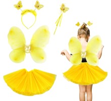 Sarı Kelebek Kostümü Çocuk - Sarı Kelebek Kostüm Aksesuar Seti 4 Parça