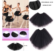 Siyah Renk Tütü Etek Bale Eteği Gösteri Eteği Çocuk Bebek Boy