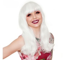 Beyaz Renk Kahküllü Dalgalı Uzun Parti Peruğu