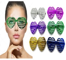 Metalize Ekstra Parlak Kalp Panjur Parti Gözlüğü 6 Renk 6 Adet