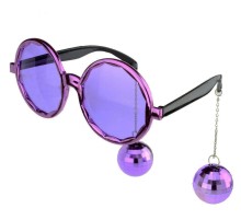 Disko Toplu Küpeli Parti Gözlüğü Mor Renk 15x16 cm
