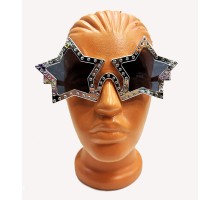 Yıldız Şekilli Parlak Metalize Parti Gözlüğü Gümüş Renk 16X7 cm