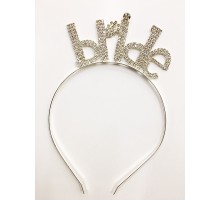 Kristal Taşlı Gümüş Renk Bride Yazılı Taşlı Taç 18x13 cm