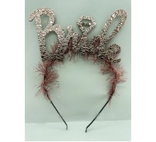 Bride Yazılı Alyanslı Rose Renk Metal Parti Tacı