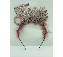 Team Bride Yazılı Alyanslı Rose Renk Metal Bekarlığa Veda Parti Tacı