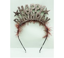 Happy Birthday Yazılı Metal Rose Gold Renk Doğum Günü Parti Tacı