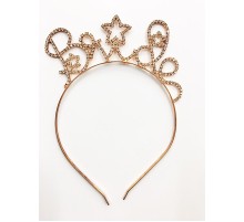 Kristal Taşlı Yıldızlı Rose Gold Renk Bride Yazılı Taşlı Taç 18x13 cm