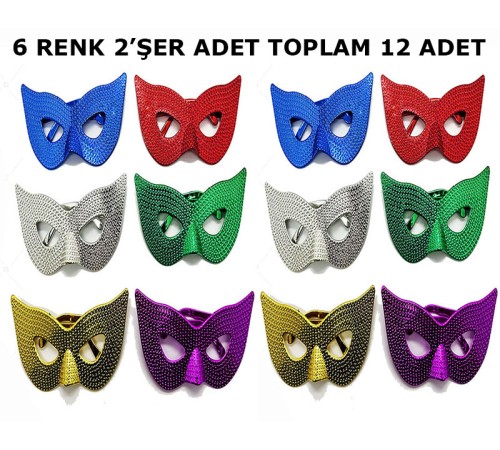 toptan-xml-dropshipping-Maskeli Balo Partisi Görünümlü Retro Parti Gözlüğü 6 Renk 12 Adet