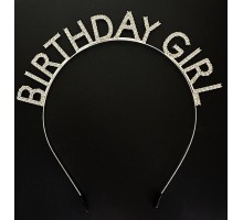 Gümüş Kristal Taşlı Birthday Girl Doğum Günü Tacı İthal Ürün 17x16 cm