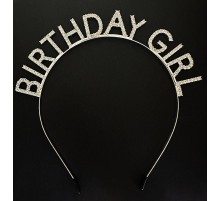 Gümüş Kristal Taşlı Birthday Girl Doğum Günü Tacı İthal Ürün 17x16 cm