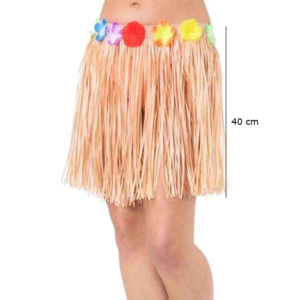 toptan-xml-dropshipping-Yetişkin ve Çocuk Uyumlu Saman Renk Püsküllü Hawaii Luau Hula Etek 40