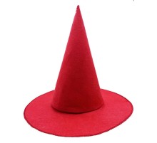 Kırmızı Renk Keçe Cadı Şapkası Yetişkin Çocuk Uyumlu 35X38 cm