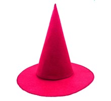 Pembe Fuşya Renk Keçe Cadı Şapkası Yetişkin Çocuk Uyumlu 35X38 cm