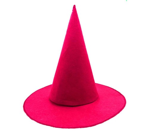 Pembe Fuşya Renk Keçe Cadı Şapkası Yetişkin Çocuk Uyumlu 35X38 cm