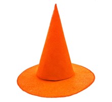 Turuncu Renk Keçe Cadı Şapkası Yetişkin Çocuk Uyumlu 35X38 cm
