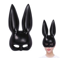 Siyah Renk Ekstra Lüks Uzun Tavşan Maskesi 35x16 cm