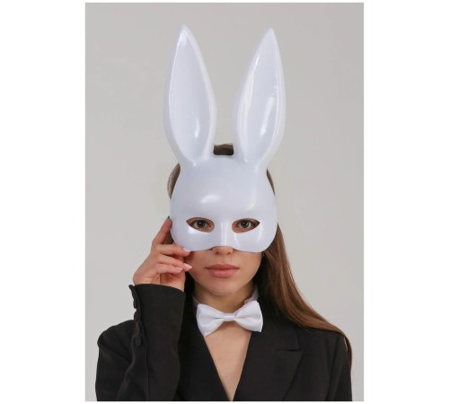 toptan-xml-dropshipping-Beyaz Renk Ekstra Lüks Uzun Kulaklı Tavşan Maskesi 35x16 cm