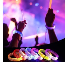 Led Işıklı Pilli Işıklı Rengarenk Kalın Bileklik Işıklı Bilezik Karışık Renk 1 Adet