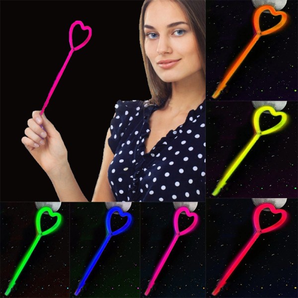 toptan-xml-dropshipping-Karanlıkta Yanan Glow Stick Partisi Kalp Şekilli Asa Sopa 6 Renk 6 Adet