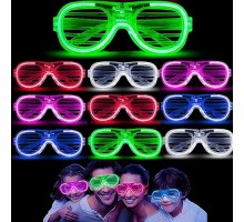 Glow Model 3 Farklı Fonksiyonlu Işıklı Panjur Parti Gözlüğü Karışık Renk 12 Adet
