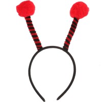 Gösteriler İçin Kırmızı Ponponlu Mega Uğur Böceği Taç 25x11 cm