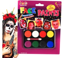 Palyaço Yüz Boyama Seti Fırçalı Makyaj Boyama Seti 8 Renk