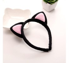 Sevimli Kedi Kulak Pofuduk Kedi Taç Siyah İçi Pembe Renk 17x15 cm