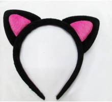 Sevimli Kedi Kulak Pofuduk Kedi Taç Siyah İçi Şeker Pembe Renk 17x15 cm