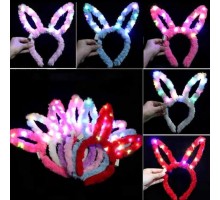 Led Işıklı Peluş Pofuduk Renkli Tavşan Kulak Taç 6 Renk 6 Adet