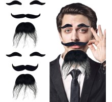 Siyah Renk Kendinden Yapışkanlı Takma Sakal Bıyık ve Kaş Seti