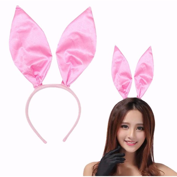 toptan-xml-dropshipping-Pembe Renk Saten Kaplama Şekil Verilebilir Tavşan Kulak Taç 35x11 cm