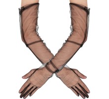 Uzun Boy Likralı Siyah Renk Yetişkin Mega Tül Eldiven 53 cm