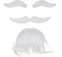 Beyaz Renk Kendinden Yapışkanlı Takma Sakal Bıyık ve Kaş Seti