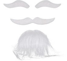 Beyaz Renk Kendinden Yapışkanlı Takma Sakal Bıyık ve Kaş Seti