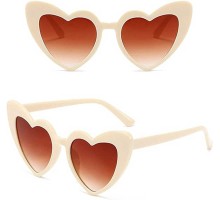 Krem  Renk Kalp Şekilli Parti Gözlüğü 15x5 cm