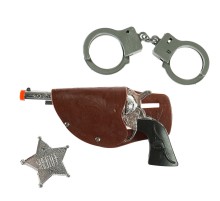 Gösteriler İçin Kovboy Sheriff Kelepçesi ve Rozet Kostüm Seti 3 Parça