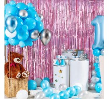 Rose Gold Renk Ekstra Metalize Parlak Saçaklı Arka Fon Perde İthal 1x2 Metre