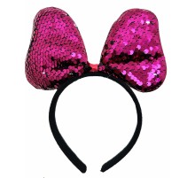 Renk Değiştiren Pullu Payetli Fiyonk Parti Tacı Fuşya Gümüş Renk 20x16 cm