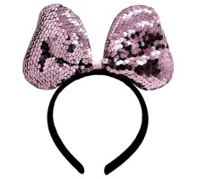 Renk Değiştiren Pullu Payetli Fiyonk Parti Tacı Pembe Gümüş Renk 20x16 cm