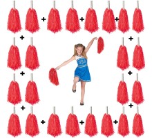 12 Çift ( 24 Adet ) Kırmızı Renk 23 Nisan 19 Mayıs 29 Ekim Okul Gösteri Ponponları