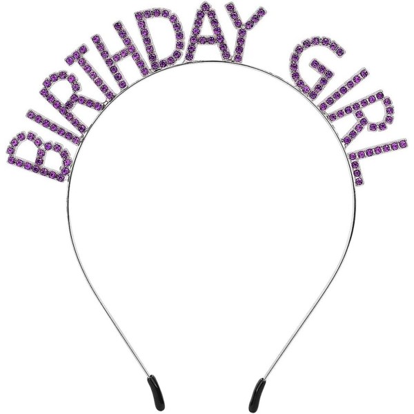 toptan-xml-dropshipping-Mor Renk Kristal Taşlı Parlak Birthday Girl Yazılı Taç 16x17 cm