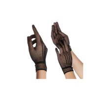 Siyah Renk Likralı File Eldiven Parmaklı Örgü Eldiven Yetişkin Boy