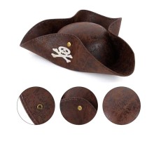 Kaptan Jack Korsan Şapkası Vinleks Deri Denizci Korsan Şapkası