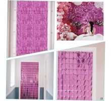 Ekstra Metalize Rose Gold Renk Disko Dikdörtgen Kesim Kapı Perdesi Dekorasyon 1x2 Metre