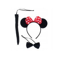 Minnie Mouse Kostüm Seti Taç Kuyruk Papyon Gösteri Seti