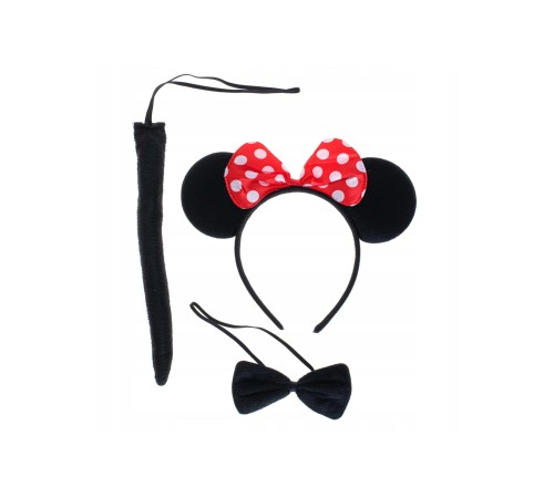 toptan-xml-dropshipping-Minnie Mouse Kostüm Seti Taç Kuyruk Papyon Gösteri Seti