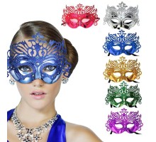 Metalize Hologramlı Balo Venedik Parti Maskesi 6 Renk 6 Adet