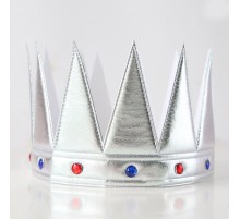 Gümüş Renk Eva Yumuşak Kral Kraliyet Tacı Yetişkin Çocuk Uyumlu 55 cm