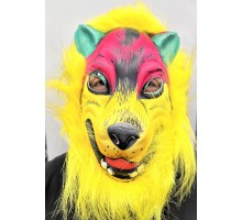 Sarı Yeleli Saçlı Kurt Maskesi Köpek Maskesi Mega Peluş 10 No