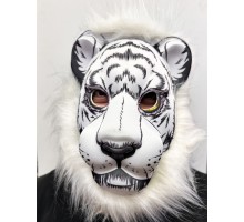 Beyaz Yeleli Aslan Maskesi Mega Peluş Maske 8 No